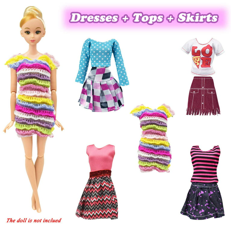Doll Clothes for 11.5 Inch Girl Doll 20 Pcs Casual Wear Clothes and Doll  Accessories with 10 Pairs Shoes +10 Fashion Doll Dresses