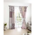 thumbnail image 3 of Boho Spring Floral Blackout Curtains for Bedroom/Living Room, Thermal Insulated Kitchen Curtains, Vintage Flowers Patchwork Plaid Pink Grommet Darkening Window Treatment Drapes 42"x84"x2, 3 of 8