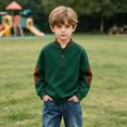 thumbnail image 2 of Hurxie Boy's Quarter Zip Pullover Lightweight Mock Neck Active Tops Kids Sweatshirts, Long Sleeve Golf Shirts School Fall Sports Clothes 160, 2 of 5