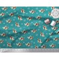 thumbnail image 2 of Soimoi Green Rayon Crepe Fabric Bird,Paw & Cocker Spaniel Dog Decor Fabric Printed Yard 46 Inch Wide, 2 of 3