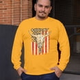 thumbnail image 4 of Cowboy Country Steer Head Long Sleeve T-shirt Vintage Cow Skull American Flag, 4 of 7