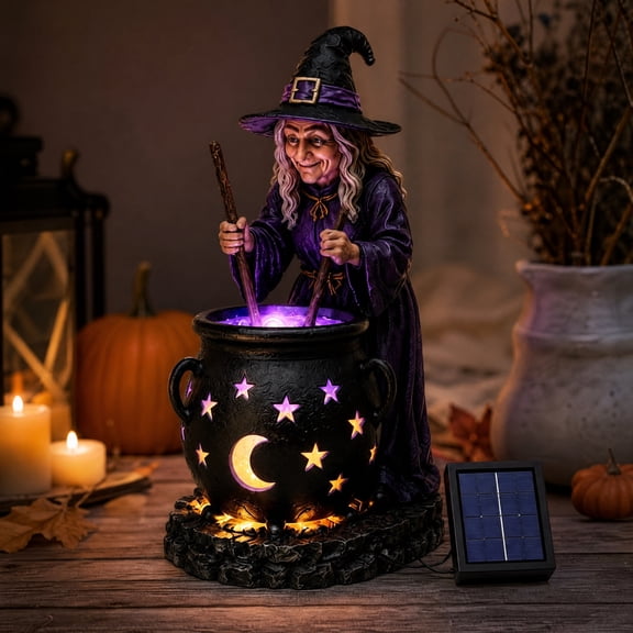 Garden Light Halloween Witch Cauldron Garden Light,Solar Powered Outdoor Decorations with 2026 Improved Waterproof LED Stake, No Wire Required, for Yard Lawn Patio Decor