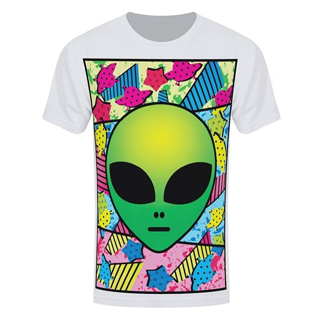 Grindstore - Camiseta modelo Psychedelic Alien para hombre (Blanco)