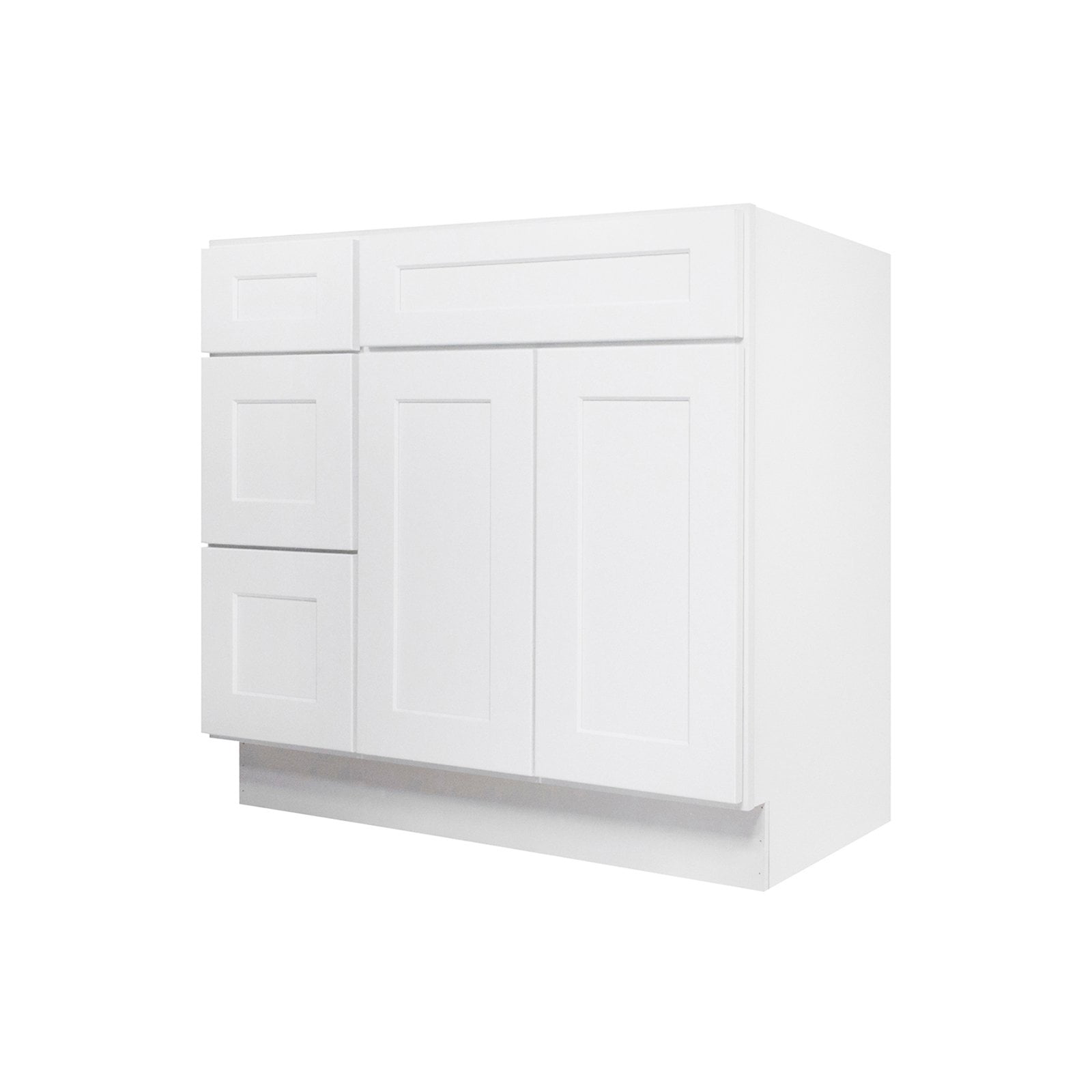 Furinno Shaker Drawers Left Bath Vanity Cabinet without Top, Ready to Assemble, 21 D x 36 W x 34.5 H, White