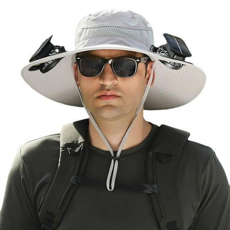 Sun Hat w/ 2 Fans Wide Brim Fishing Hats For Men and Protection Summer G0U8