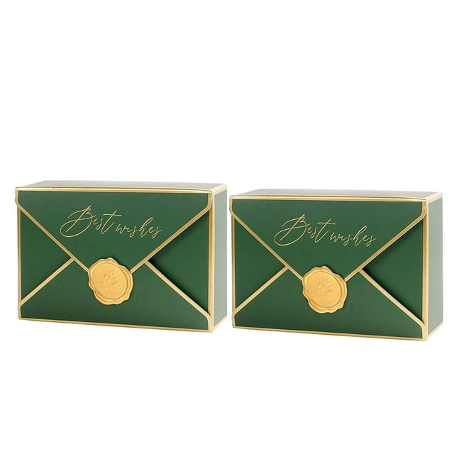 50 Pieces Envelope Candy Box European Style Snacks Wedding Birthday Anniversary Folding Pouch Party Favors Case Green