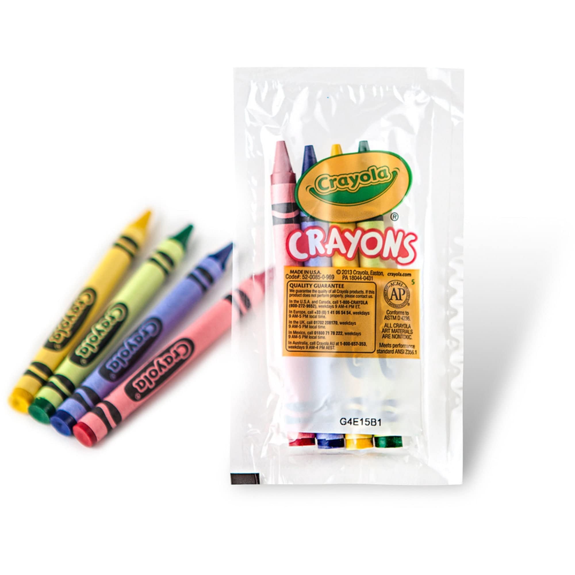 Crayola® Cello Crayons, Assorted Colors, 4 Crayons Per Pack, Carton Of 360 Packs