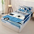 thumbnail image 3 of Manfei Kawaii Camper Zipper Twin Comforter Sets with Fitted Sheet and 2 Pillowcases,Cute Adventure Car Zipper Bedding Set,Light Blue White,Reversible, 3 of 7