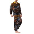 thumbnail image 2 of Naloa Lizard With Sunglasses Sunset Men’s Pajamas Set - Long Sleeve Button Down Sleep Shirt and Pajama Bottoms Sleepwear Set-X-Large, 2 of 7