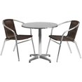 thumbnail image 3 of Flash Furniture 27.5'' Round Aluminum Indoor-Outdoor Table Set with 2 Dark Brown Rattan Chairs - TLH-ALUM-28RD-020CHR2-GG, 3 of 5