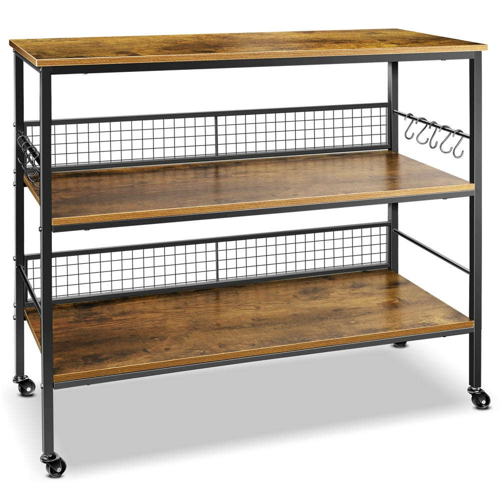Cheflaud Rolling Kitchen Storage Cart Island with large open shelves