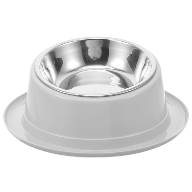 Alimentador de agua antideslizante para mascotas, cuenco de alimentación de alimentos, cuenco para beber de acero inoxidable para gatos y perros (gris)