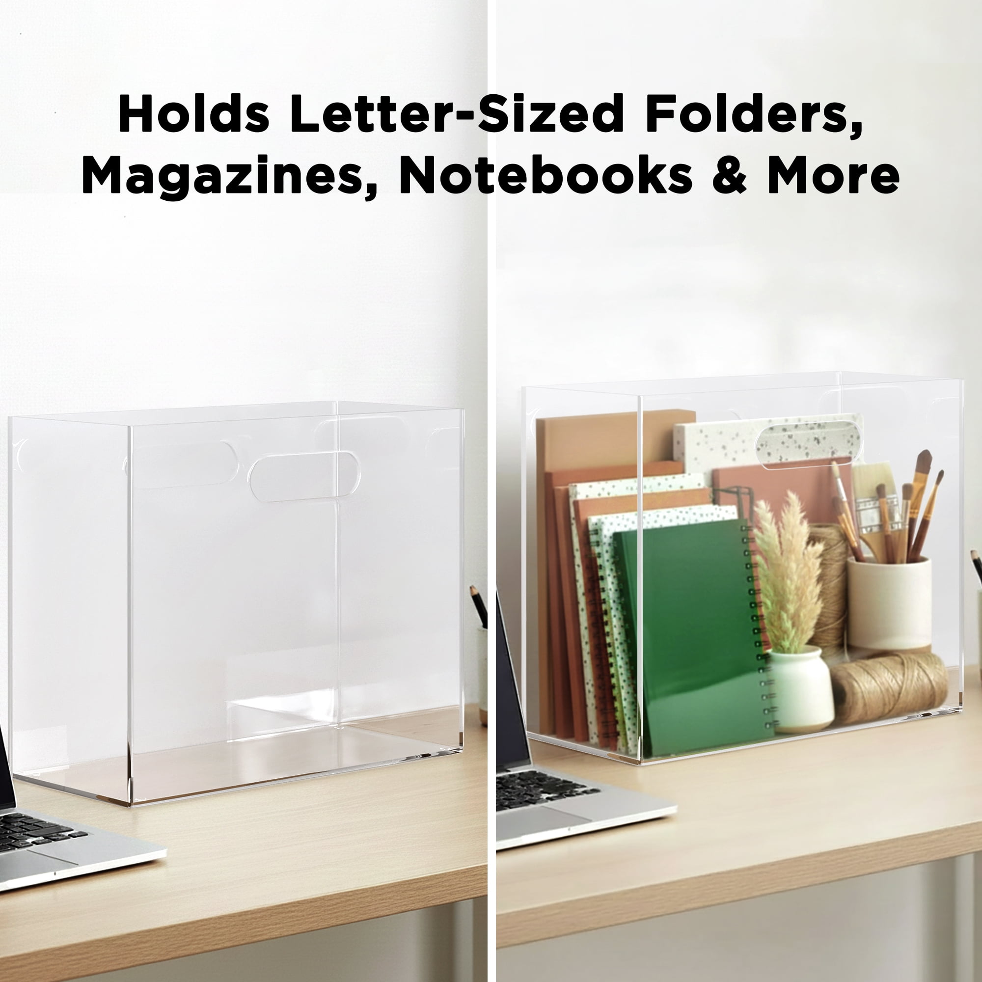 CLASSIC ACRYLIC File Organizer for Home and Office Organization, Clear, 10"x12.2"x5.5"