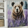 thumbnail image 6 of Patifu Bear Lavender Flowers Chic Modern Bathroom Decor Shower Curtain with Hooks 100% Polyester Fiber 36"x72, 6 of 7