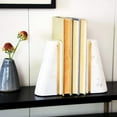 thumbnail image 2 of White Geometric Marble Bookends with Brass Inlay, Heavy-Duty Non-Slip Decorative Book Stoppers for Shelves, Modern Home & Office Décor (Set of 2), 2 of 4