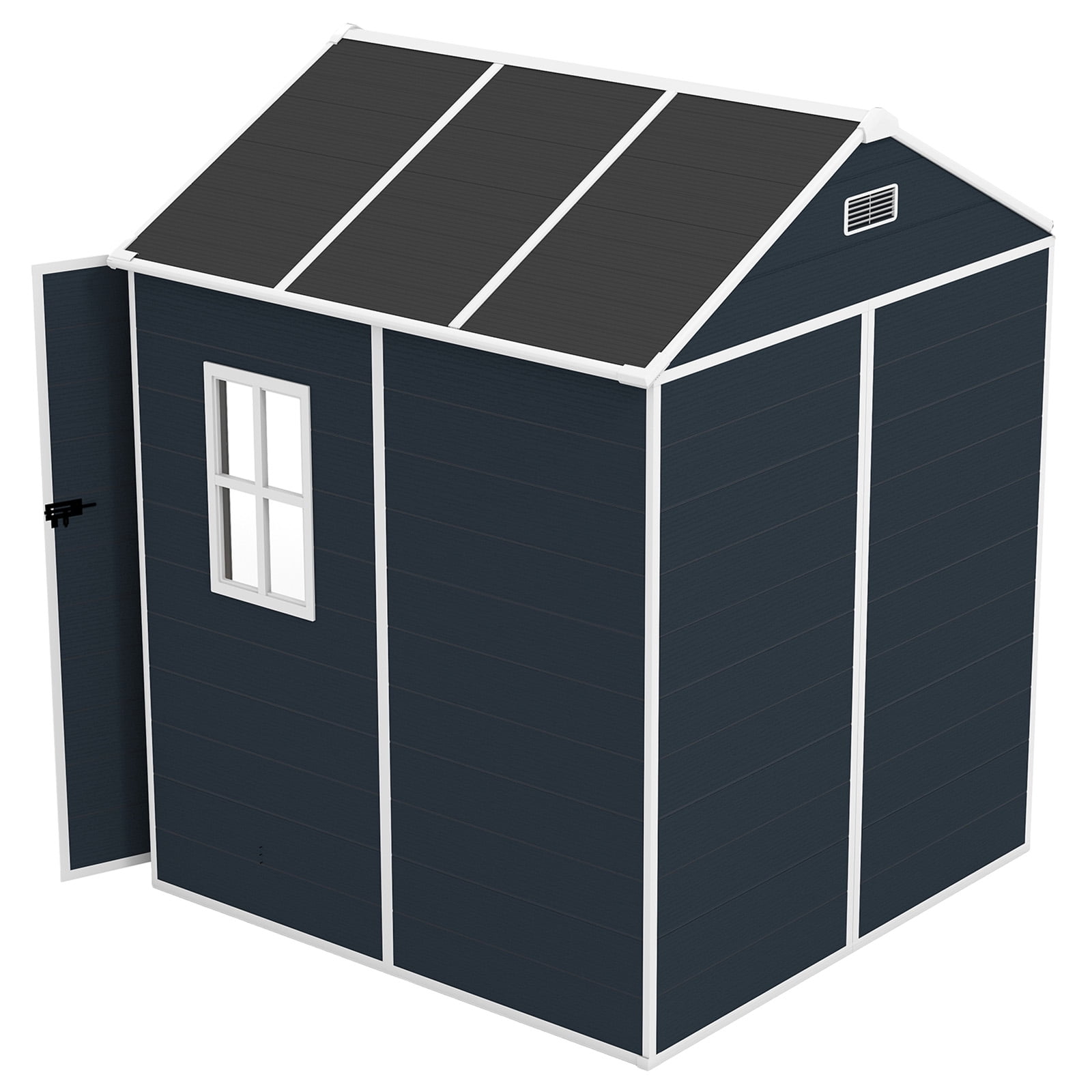 6x6 FT Resin Outdoor Storage Shed, Waterproof Plastic Garden Shed, Large Storage Space, Lockable Doors & Windows, Plastic Tool Shed, 12mm Thick PP Board (4X8 FT)