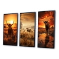 thumbnail image 3 of Designart "Cattle Silhouette Charm II" Animals Framed Wall Art Set Of 3 - Orange Cattle Frame Gallery Wall Set For Home Decor, 3 of 6