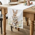 thumbnail image 2 of Easter Bunny Table Runner 72 Inches Long for Kitchen Dining, Pastel Spring Floral Wreath Rabbit Eggs Dresser Scarf Farmhouse, Dining Table Decorations for Wedding/Parties, 14 x 72 In, 2 of 8