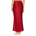 thumbnail image 4 of LWavelet Satin Maxi Skirt Women Elegant Evening Party Flowy Versatile Bottoms Wine S, 4 of 5