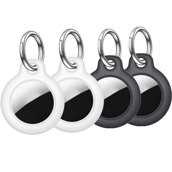 Keychain Compatible for Apple AirTag Silicone Protective Case Cover Key Chain Anti-Loss Ring Accessories Compatible for AirTag Pendant 4Pack