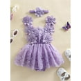 thumbnail image 2 of Suealasg 2Pcs Baby Girl Summer Birthday Outfit Flower Embroidery Lace Tulle Romper Dress +Bow Headband 3 6 12 18 24 Months Infant Girls Photoshoot Clothes, 2 of 7