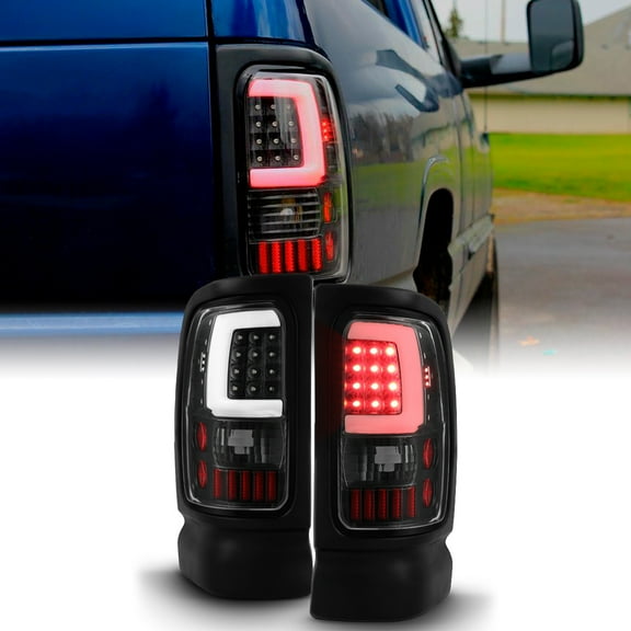 AKKON - For 1994-2001 Dodge Ram 1500 2500 3500 Black LED Tube Tail Lights Lamps (Driver   Passenger) Pair