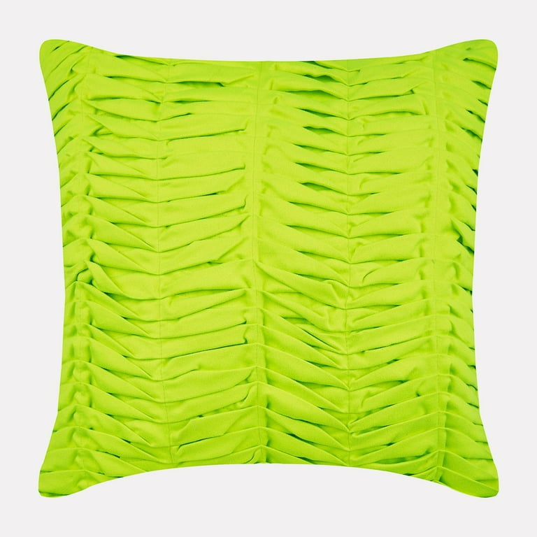 Euro Pillow Sham Lime Green Euro Pillowcases 26x26 inch 65x65 cm Suede Euro Size Pillow Shams Solid Color Pintucks Textured Striped Modern