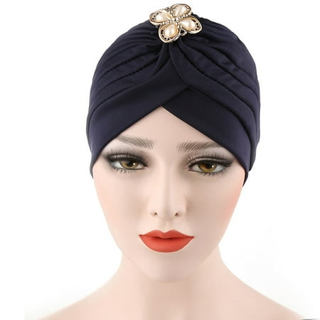 Rose Beanie Hat - DZT1968 Women Diamonds Muslim Ruffle Cancer Chemo Hat Beanie Scarf Turban Head Wrap Cap