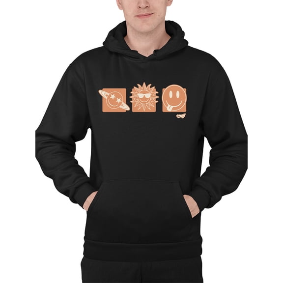 Celestial Joy Icons - Retro Cosmic Emojis Men's Hoodie