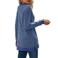 thumbnail image 6 of Tunic Tops to Wear with Leggings Long Sleeve Crew Neck T Shirts Casual Loose Fit Blue S, 6 of 6