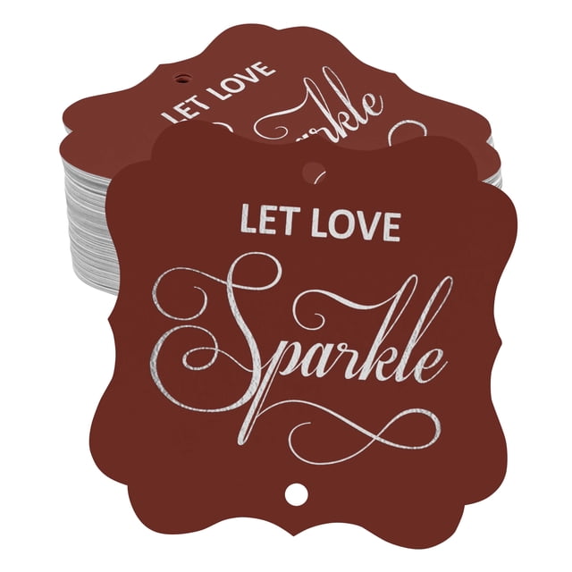 Inkdotpot Real Silver Foil Bracket Shape Paper Hang Tags Let Love Sparkle Wedding Favor Tags Pack Of 50