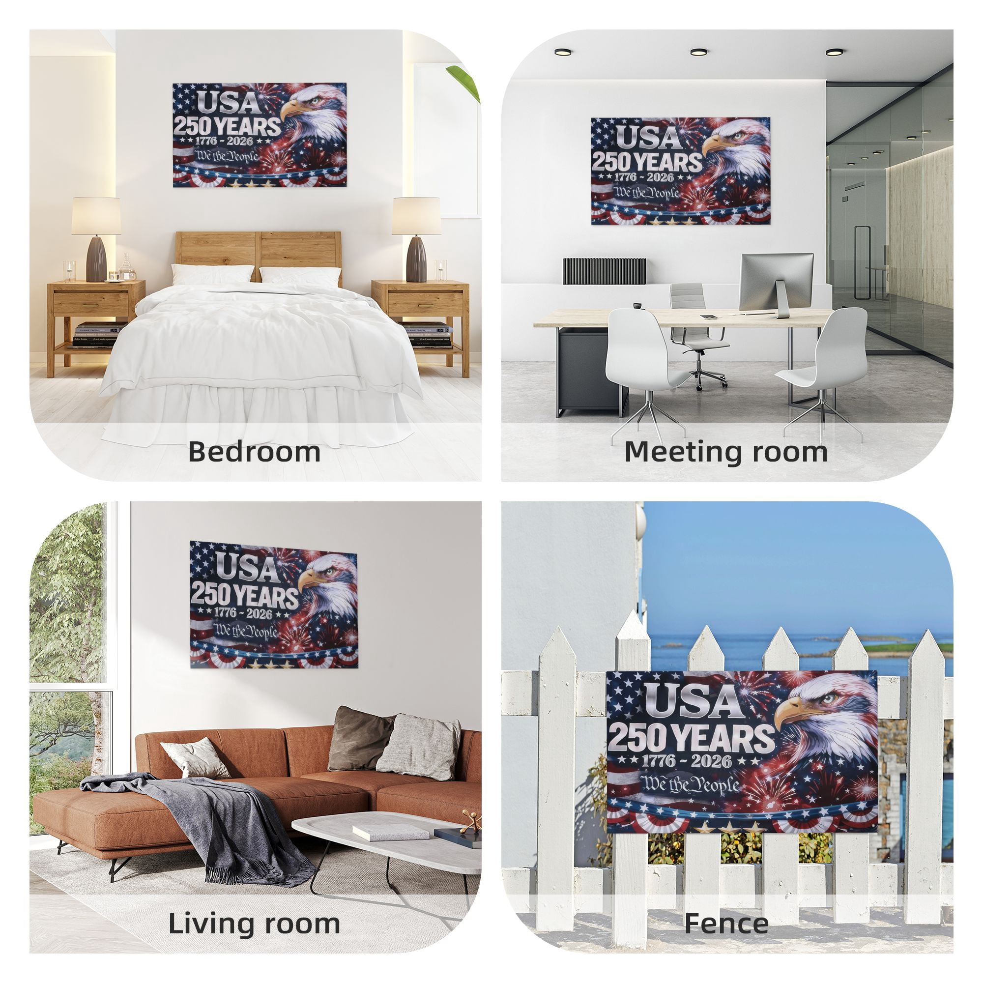USA 250th Anniversary Flag Double-Sided 4x6 Ft American Independence 1776–2026 Celebration Flag 250 Years Birthday Patriotic Banner for Indoor Outdoor Decor