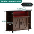 thumbnail image 2 of Corner TV Stand for 50 " TV, Corner Entertainment Center with LED Lights and Adjustable Shelves, Farmhouse Corner TV Cabinet with Barn Doors for Living Room, Brown, 2 of 7