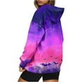 thumbnail image 7 of Women Plus Size Hoodies Loose Tie-Dye Printing Hooded V-neck Pocket Long Sleeve Sweatshir, 7 of 7