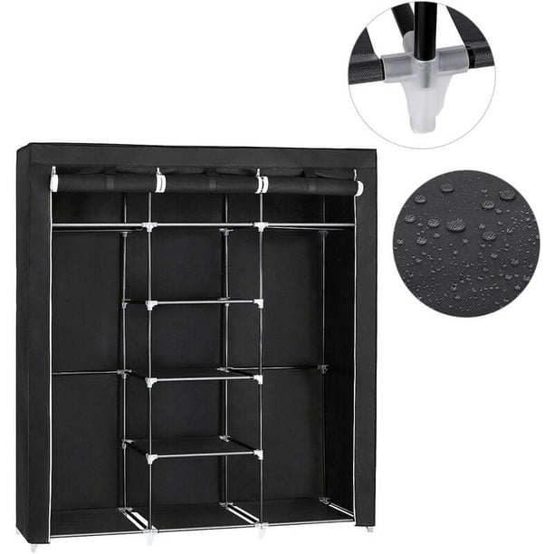 Zapateros Estrechos Y Altos Extra Grande Armario De Tela Y Tubo Metal Para Ropa Organizador Con Cremalleras Ropero Plegable Armario Ropero