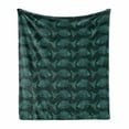 thumbnail image 1 of Fish Soft Flannel Fleece Throw Blanket, Rhythmic Vintage Style Dark Tones Sea Creatures Ocean Illustration, Cozy Plush for Indoor and Outdoor Use, 70" x 90", Hunter Green Grey Teal, by Ambesonne, 1 of 6