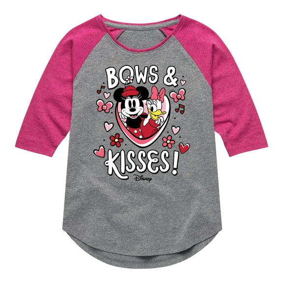 Disney - Bows And Kisses - Toddler & Youth Girls Raglan Graphic T-Shirt