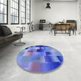 thumbnail image 4 of Ahgly Company Machine Washable Indoor Round Transitional Sky Blue Area Rugs, 5' Round, 4 of 7