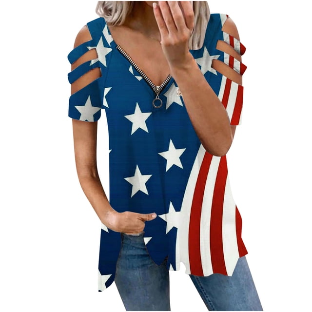 Verano de las mujeres con cuello en v cremallera impresa sin tirantes sexy manga corta tops camisa blusa pulóver Pompotops hkajfhjk469741