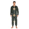 thumbnail image 2 of Lattice Hearts Adult Onesie Pajamas Slim Fit Christmas One Piece Suit Pjs for Women and Men Hooded Zipper, 2 of 7
