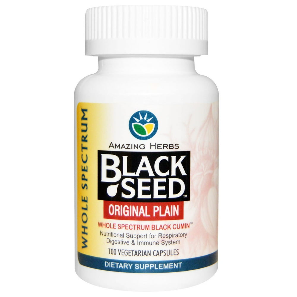 Amazing Herbs Black Seed, Original Plain, 100 Vegetarian Capsules