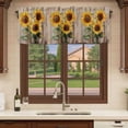 thumbnail image 6 of Sunflowers Curtain Valances for Windows, Kitchen Valance Window Treatments Panel 2 Pack, Farmhouse Wooden Grain Botanical Floral Rod Pocket Short Curtains for Bathroom Bedroom 54 x 18 Inch, 6 of 8