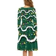 thumbnail image 3 of Suhoaziia Winter Christmas Midi Dresses for Women Size 3XL Ugly Christmas Elf Light Bar Graphic Twirl Skirt Comfy Round Neck Jumpskirt Church Womendress with Sleeves, 3 of 7