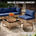 thumbnail image 6 of MOLIBYME 7 Pcs Outdoor Patio Furniture Set, Modular Outdoor Sectional Wicker Conversation Set, Rattan Sofa Set with Glass Table and Washable Cushion Covers, Blue Cushion, 6 of 8