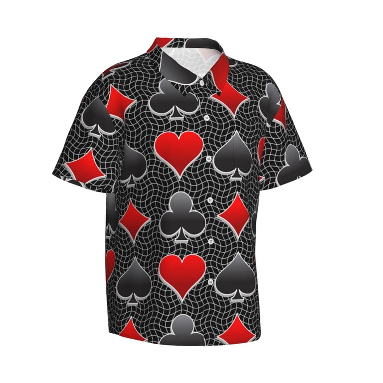 Play Card Men's 3d Print Casual Button Down Shirts, Novelty Hawaiian Short  Sleeves S - Walmart.com