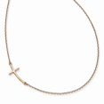 thumbnail image 2 of 14K Rose Gold Small Sideways Curved Cross Necklace 19 Inch, 2 of 3