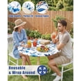 thumbnail image 5 of decorUhome Round Spandex Fitted Tablecloth for 36"-44" Tables, Washable Picnic Table Cover with Elastic, Washable Reusable Table Cloth for Dining, Blue Flower, 5 of 8