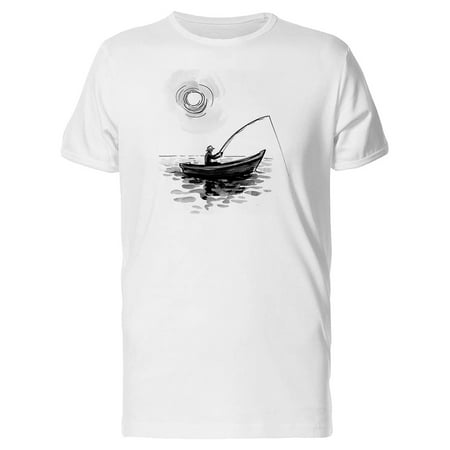 Sketch Of A Fisherman In A Boat T-Shirt Men -Image by Shutterstock Male 3X-Large