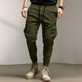 thumbnail image 5 of Resicozy Causal Cargo Sweatpants for Men Drawstring Waist Joggers with Pockets Soft Athletic Workout Track Pants Army Green M, 5 of 5