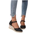 thumbnail image 6 of Cethrio Wedge Sandals for Women Solid Closed Toe Espadrilles Casual Summer Black Sandals Shoes Size 36, 6 of 9